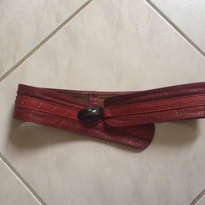 Vintage leather belt, red